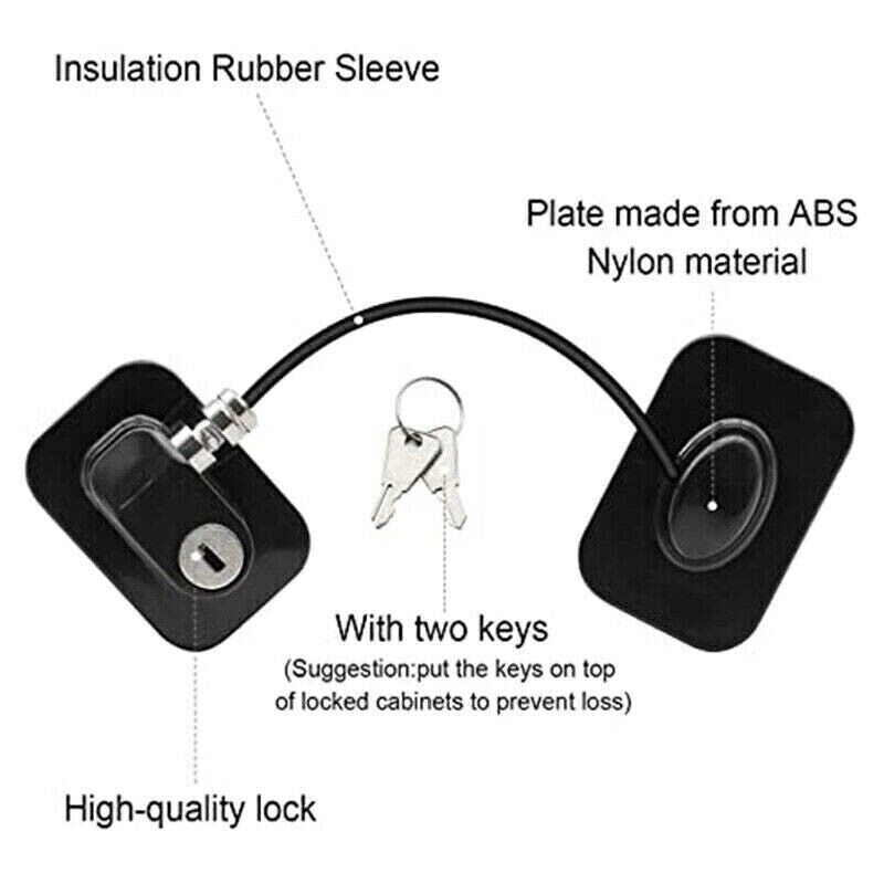 ABS Stainless Steel Adhesive Refrigerator Lock with Keys