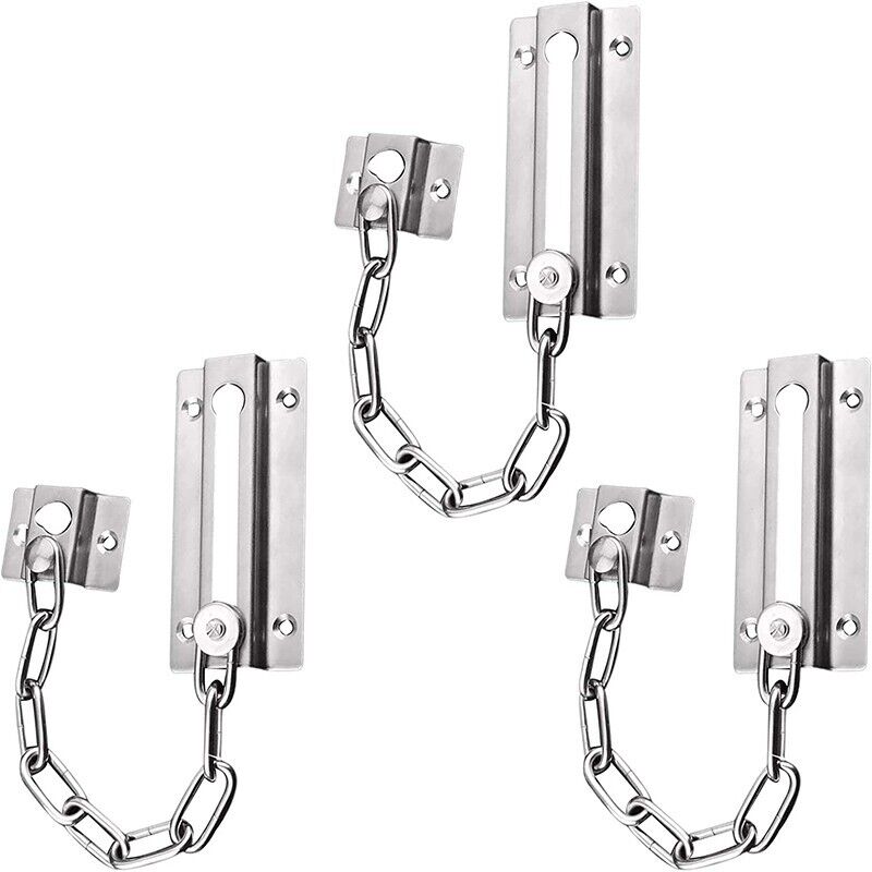 Stainless Finish Steel Door Chain Security Lock Guard Latch