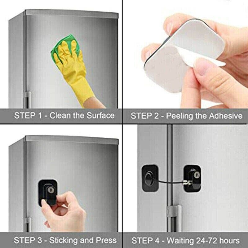 ABS Stainless Steel Adhesive Refrigerator Lock with Keys