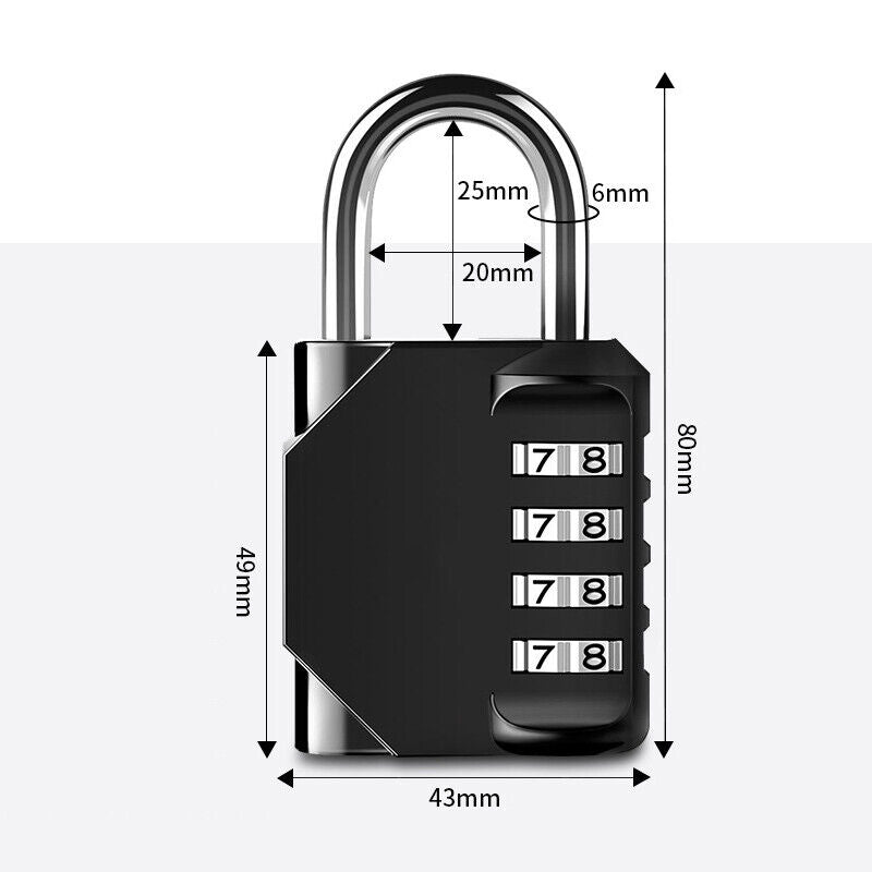 Silver Waterproof Zinc Alloy 4-Digit Combination Padlock