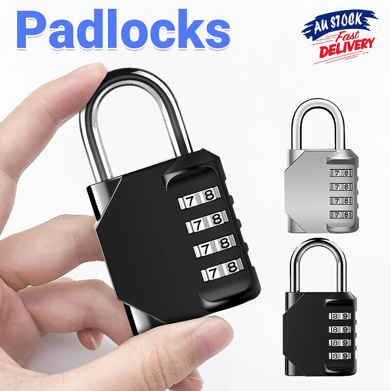 Black Weatherproof Zinc Alloy 4-Digit Combination Padlock for Doors
