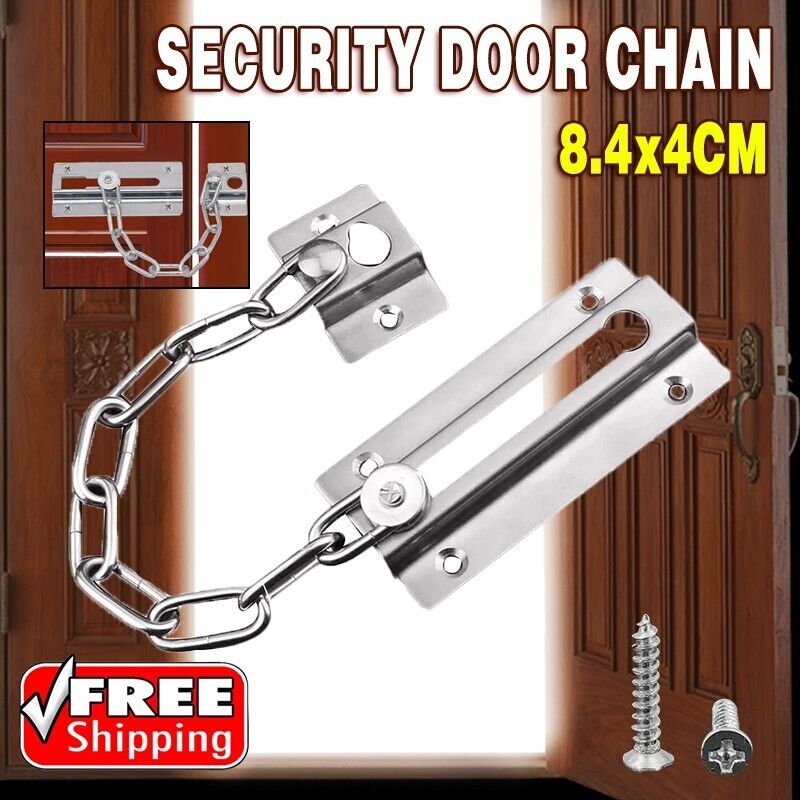 Stainless Finish Steel Door Chain Security Lock Guard Latch