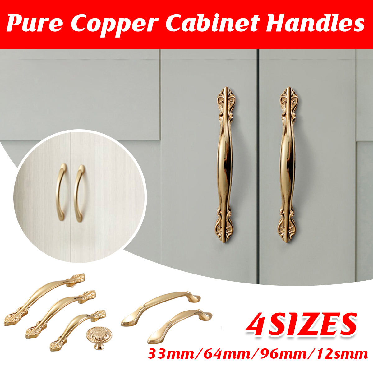 Brass Cabinet Handle Golden Finish A and C Series