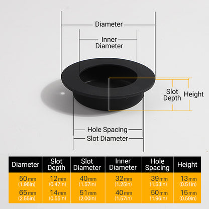 Round Recessed Pull Handle in 304 Stainless