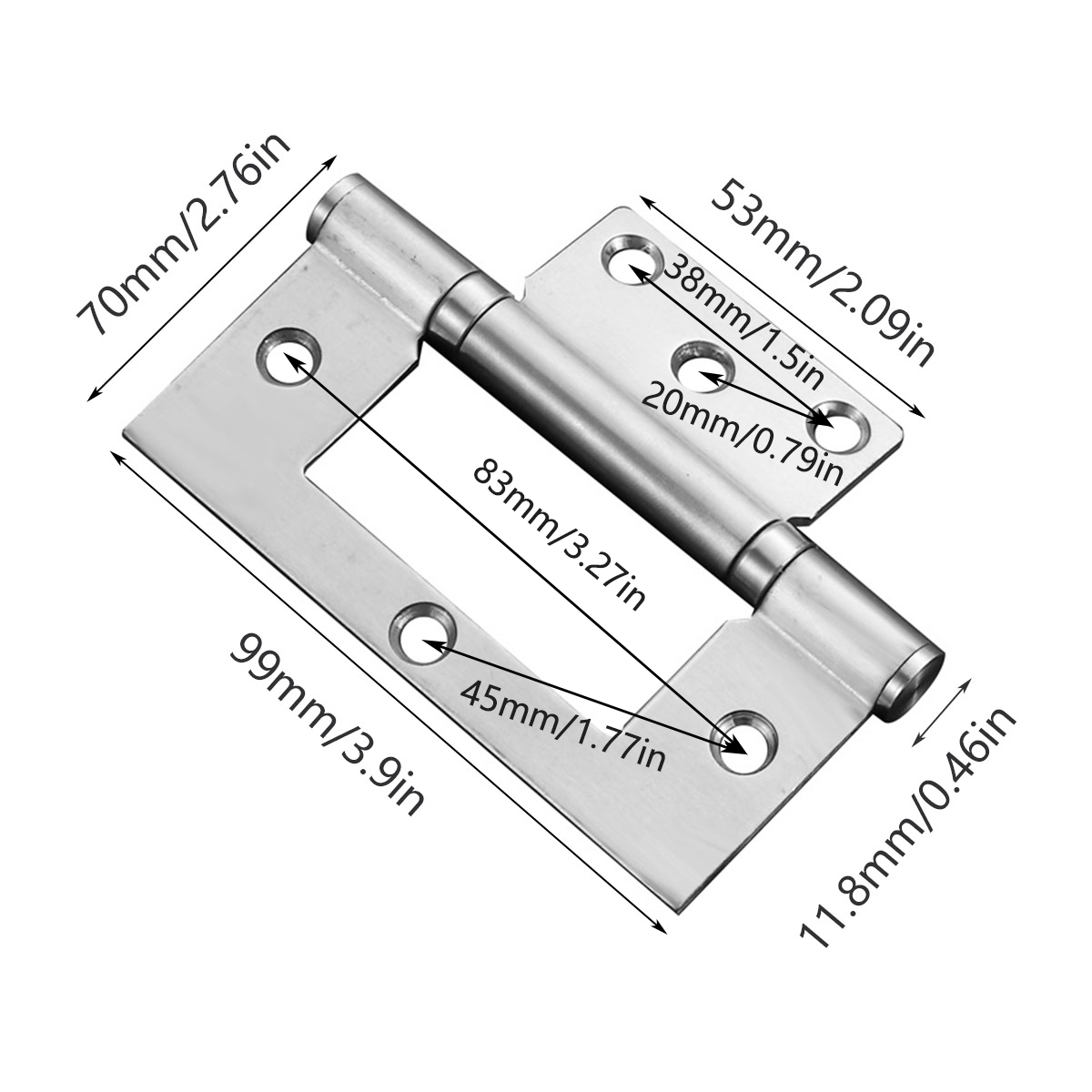 2 Pcs Stainless Steel Square Hinges Parent-Child Hinges for Folding Door