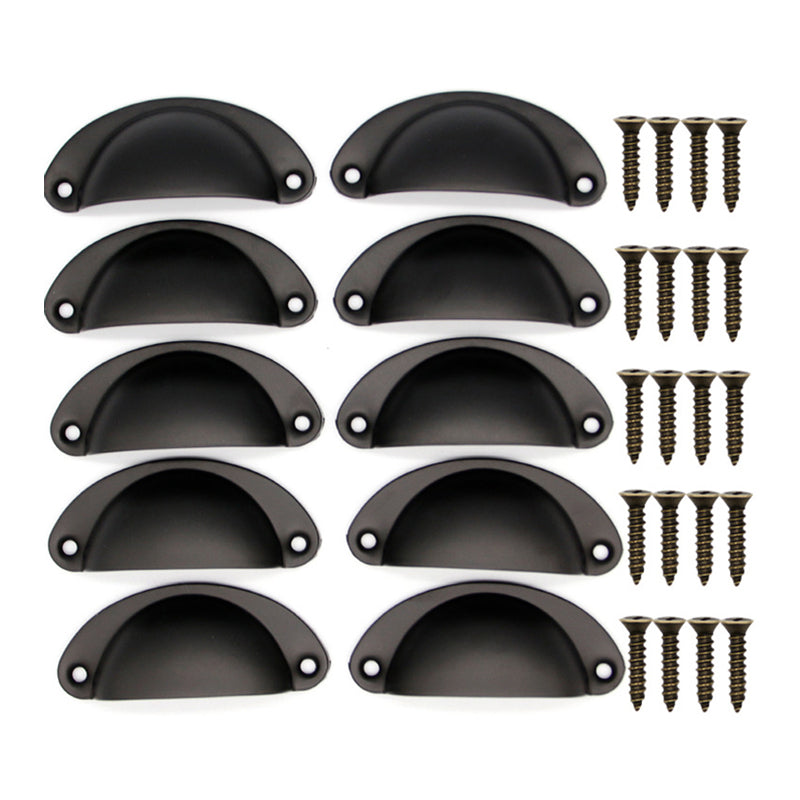 Antique Finish Iron Cup Cabinet Handle Pulls 30 Pack - Black