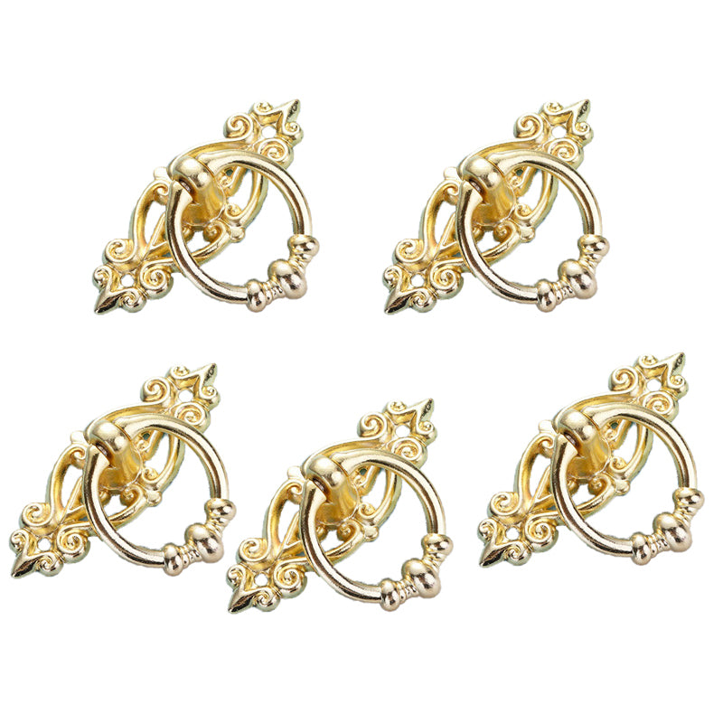 Gold Vintage Zinc Alloy Cabinet Drawer Ring Pull Knobs 5 Pcs