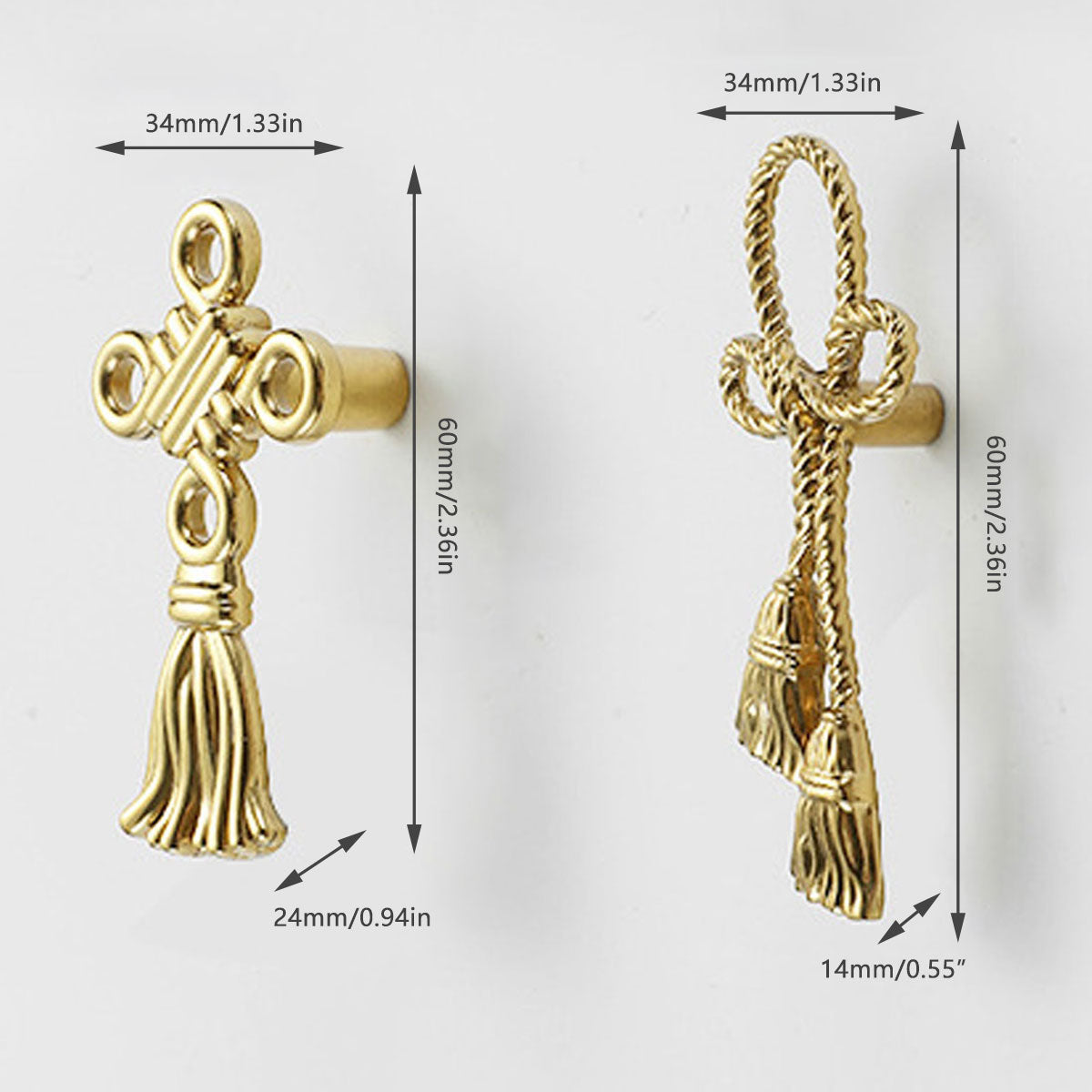 Chinese Knot Design Brass Cupboard & Cabinet Door Knobs 60×34×14mm